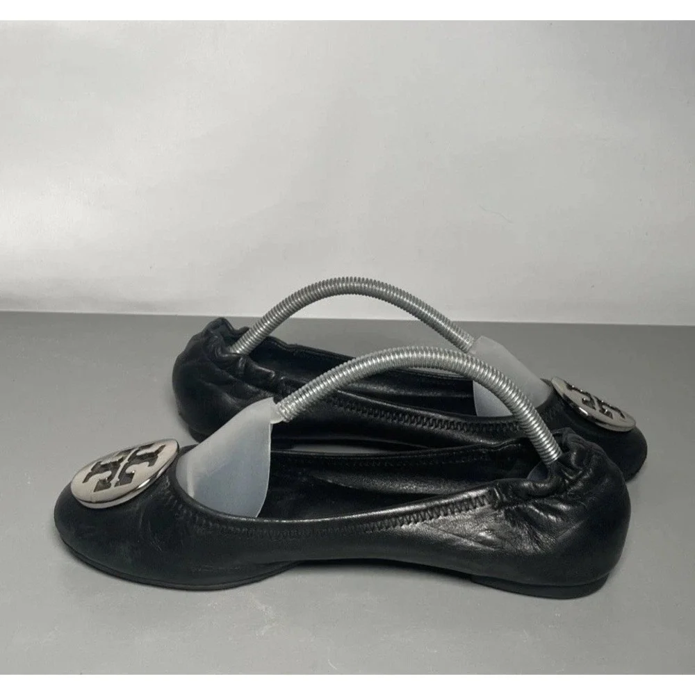 Tory Burch Minnie Black Leather Ballet Flats Size 8M